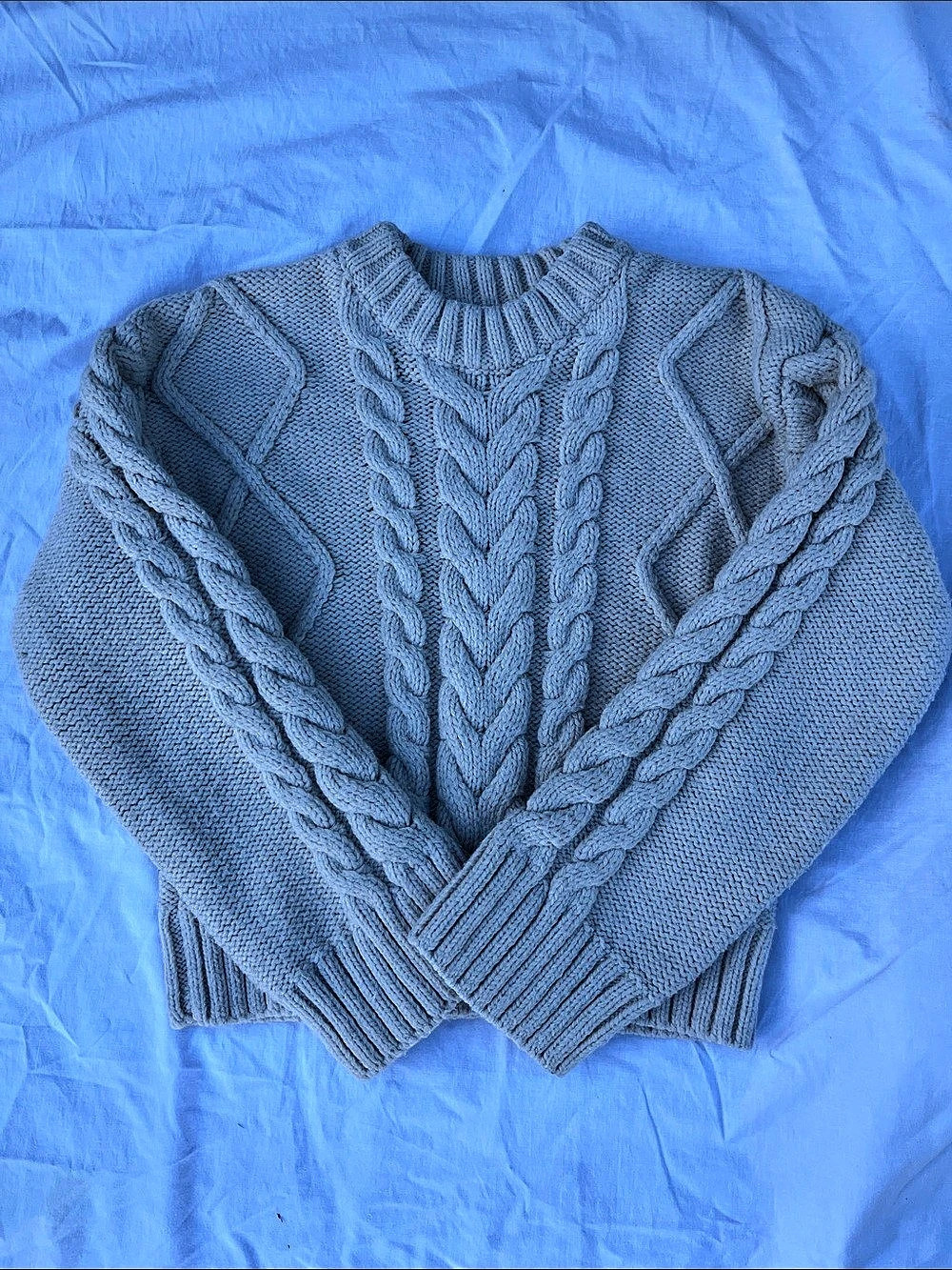 H&Medium Cable-Knit Sweater Crewneck Cream